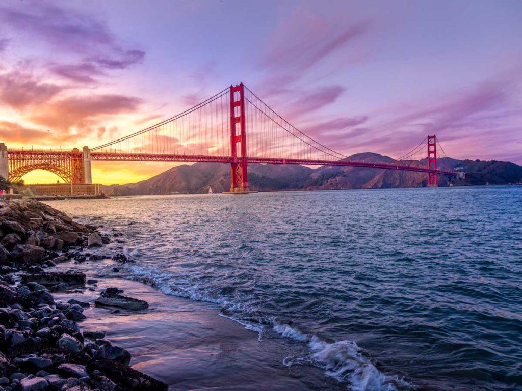 Golden Gate Bridge at Sunset.