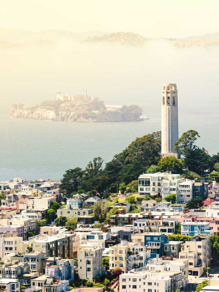 San Francisco aerial view with Alcatraz