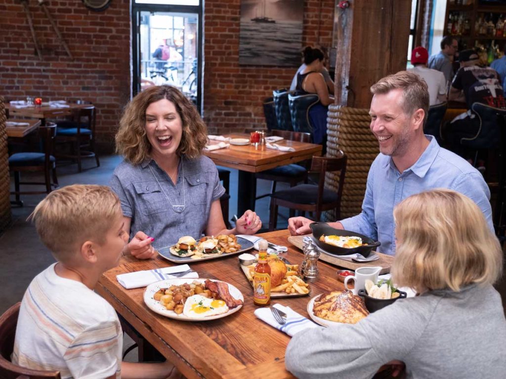 Family eating breakfast at Blue Mermaid Restaurant