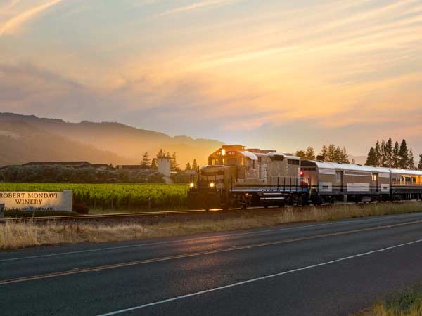 Wine Train At Sunset.