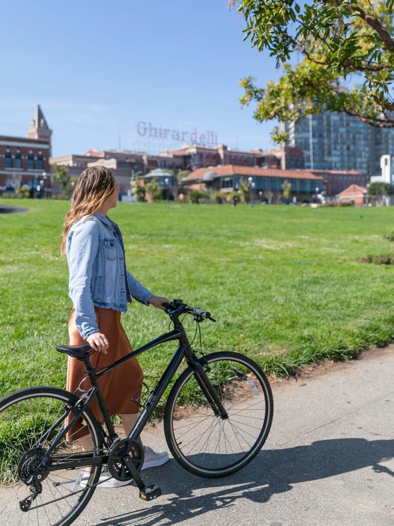 Lady Biking In San Francisco
