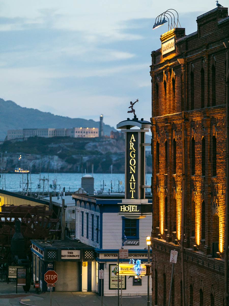 Argonaut Sign And Exterior In The Evening
