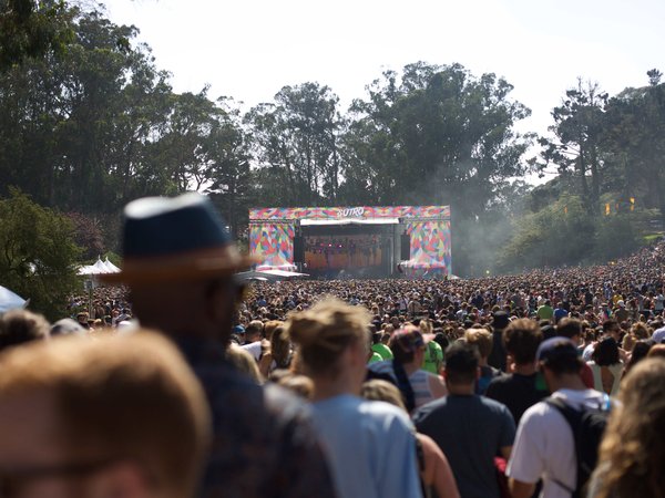 Crowd at the Outside Lands music festival in Golden Gate Park, a short trip from the Argonaut Hotel in San Francisco